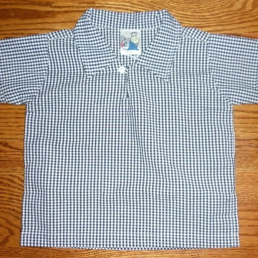 Boys Classic Gingham Seersucker w/ Keyhole Collar